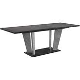 Travertine 59" Extension Dining Table in Grey Travertine & Dark Wood